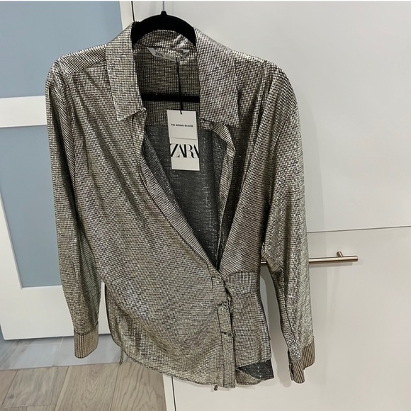 Zara Tops - Zara Metallic Gold Shirt